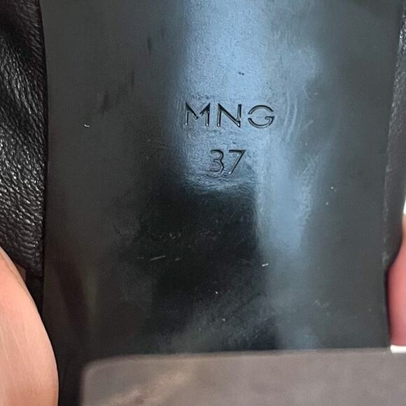 Mango MNG Y2K Open Toe Block Heel Womens Sandals Size 37 US 7 Black Square Toe - Picture 11 of 11